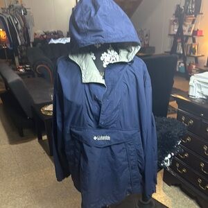 Columbia Blue Windbreaker Hooded Jacket Water-Resistant